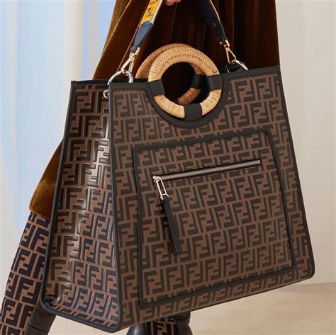 fendi denim tote|Fendi runaway shopper tote.